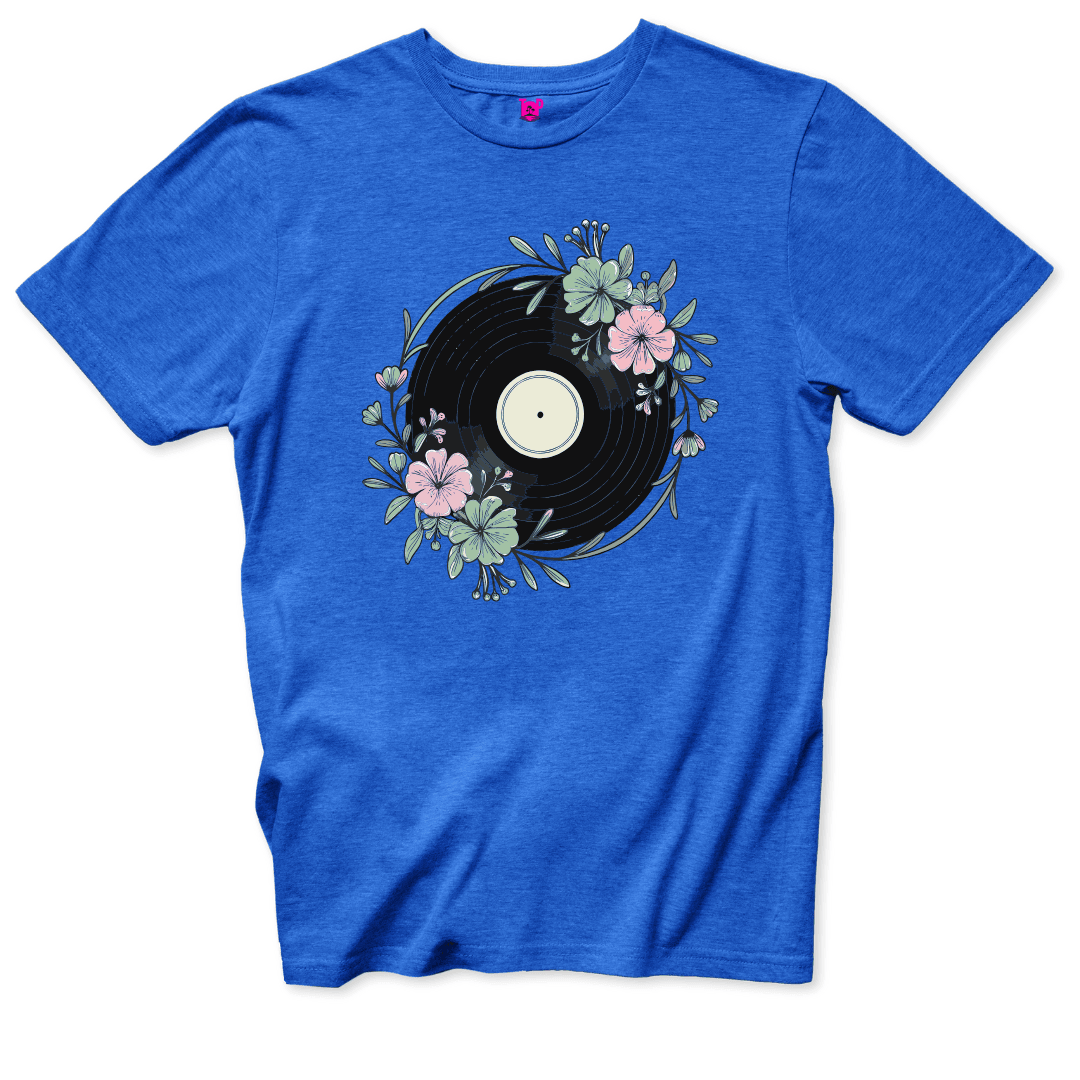 Floral Vinyl Vibes T-Shirt - Throwback Paradise