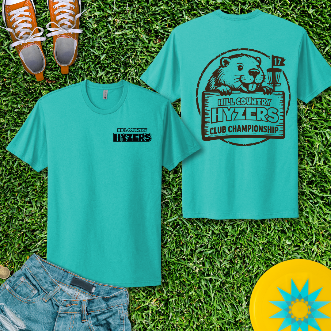 Printify T-Shirt Solid Tahiti Blue / S Hill Country Hyzers Disc Golf Championship - Shirt