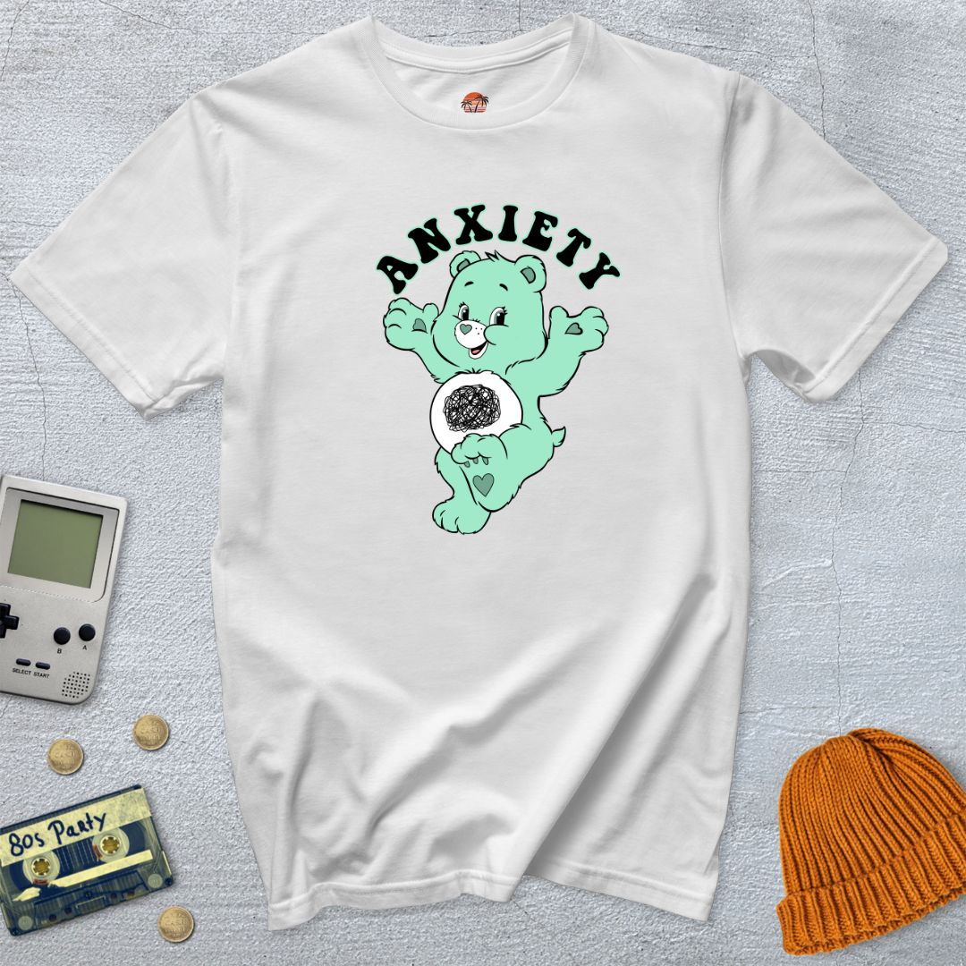 Printify T-Shirt White / S Anxiety Bear - Shirt