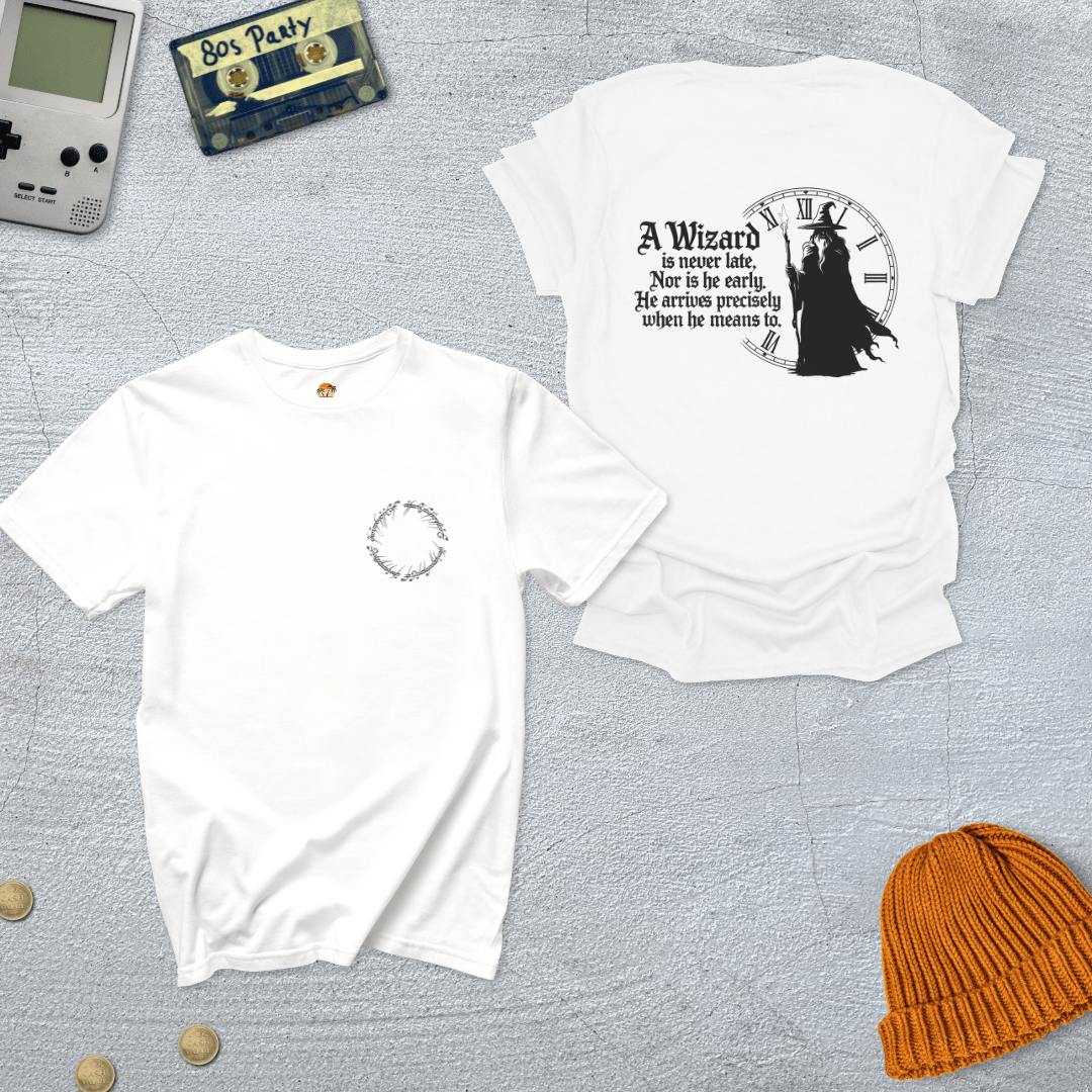 Printify T-Shirt White / S Wizard never late - Shirt
