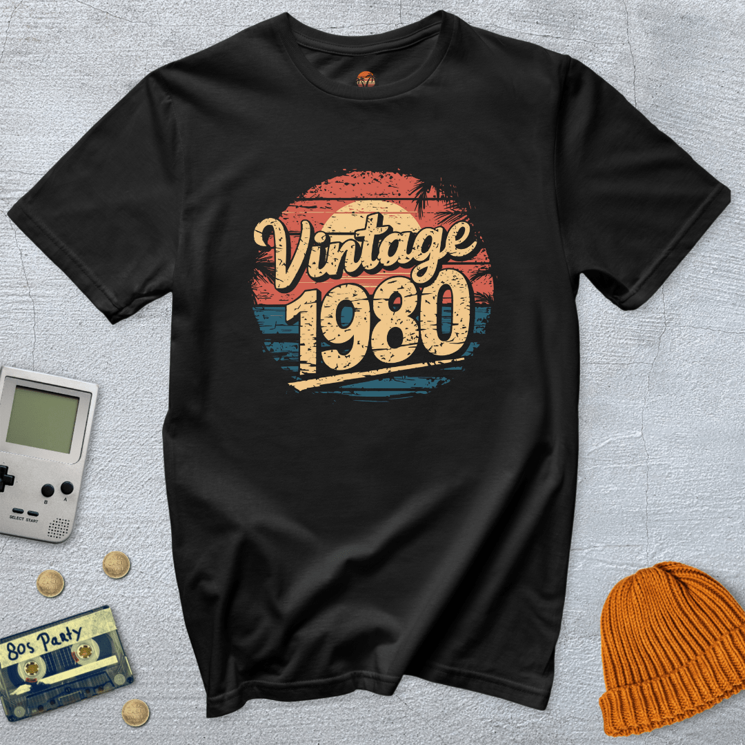 Printify T-Shirts Black / S Vintage 80s - Shirt