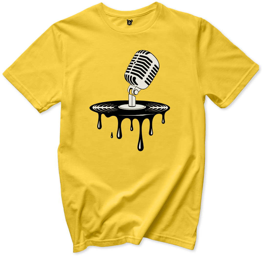Dripping Vinyl & Mic T-Shirt - Throwback Paradise