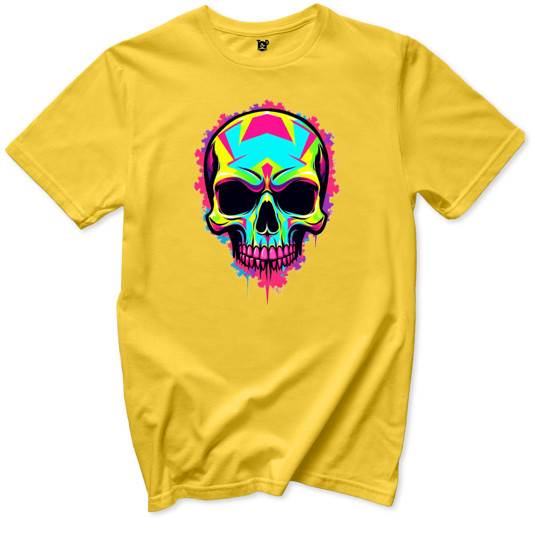 Neon Skull Splash T-Shirt 💀 - Throwback Paradise