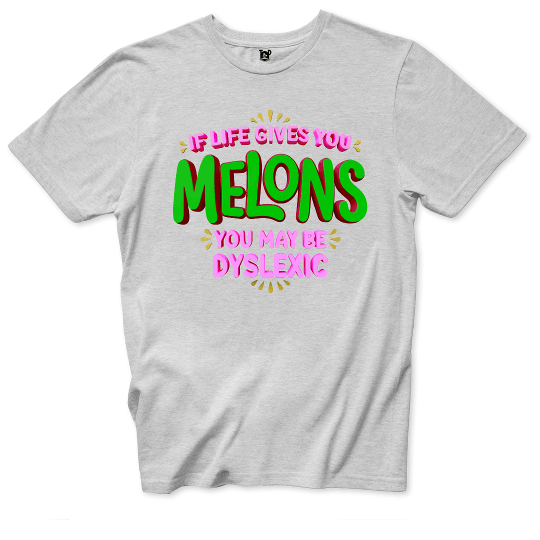Melons Dyslexia Humor T-Shirt - Throwback Paradise