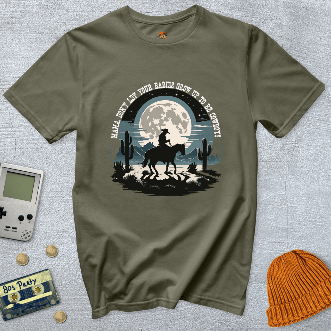 Printify T-Shirts Military Green / S Cowboy Moon - Shirt