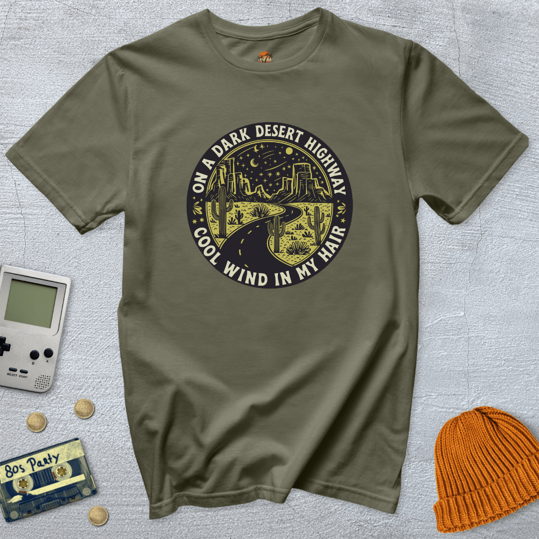 Printify T-Shirts Military Green / S Dark Desert Highway - Shirt