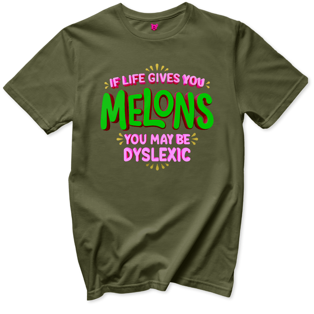 Melons Dyslexia Humor T-Shirt - Throwback Paradise