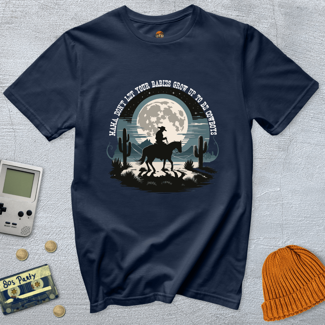 Printify T-Shirts Navy / S Cowboy Moon - Shirt