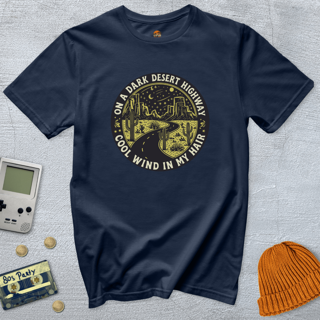 Printify T-Shirts Navy / S Dark Desert Highway - Shirt