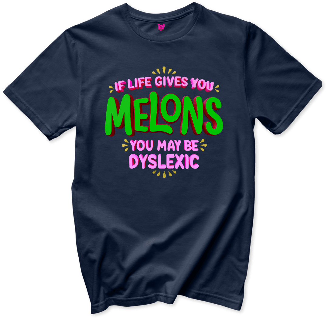 Melons Dyslexia Humor T-Shirt - Throwback Paradise