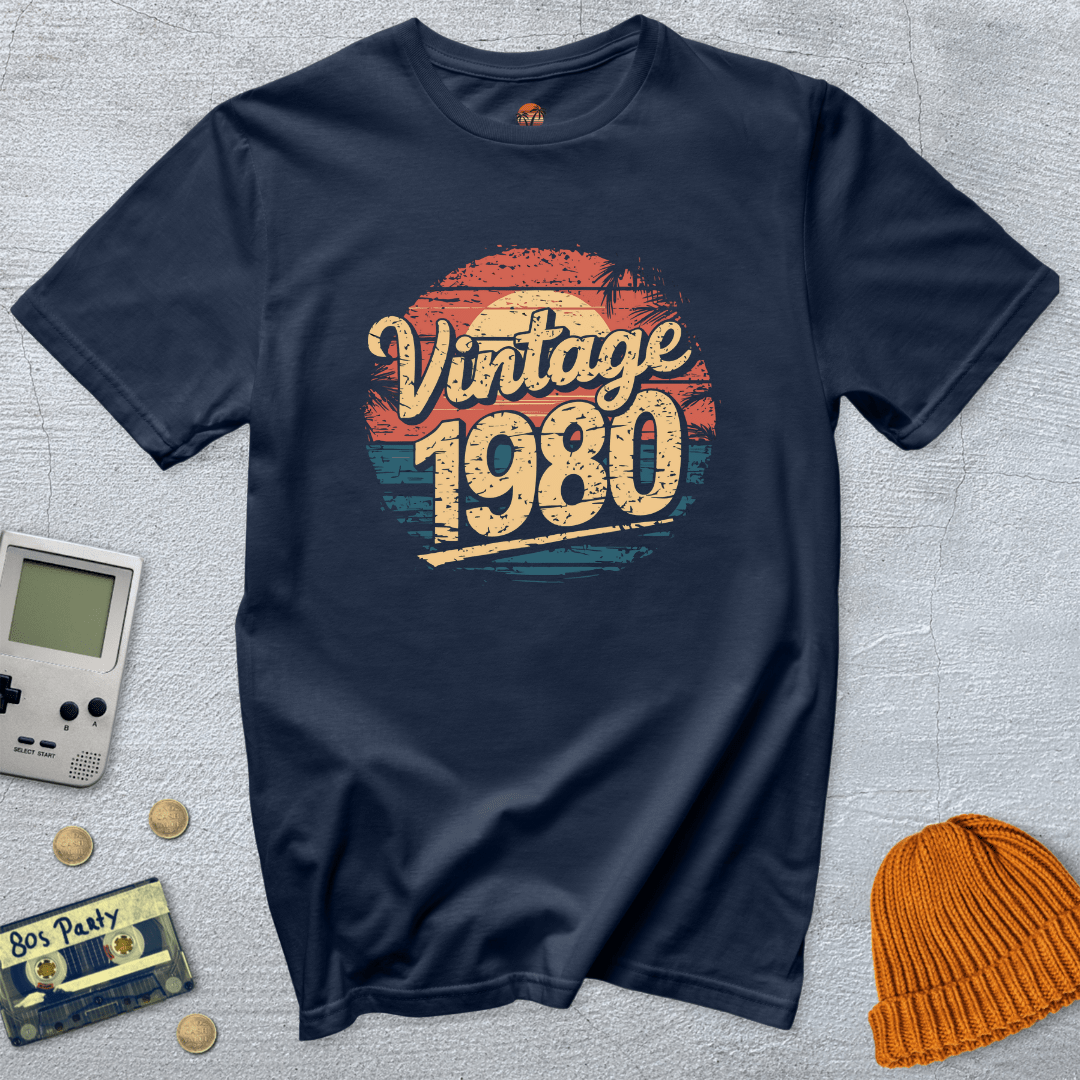 Printify T-Shirts Navy / S Vintage 80s - Shirt