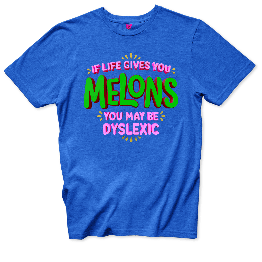 Melons Dyslexia Humor T-Shirt - Throwback Paradise