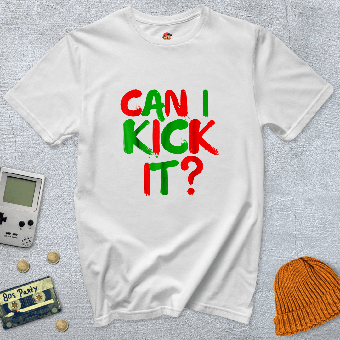 Printify T-Shirts White / S Can I Kick It? - Shirt