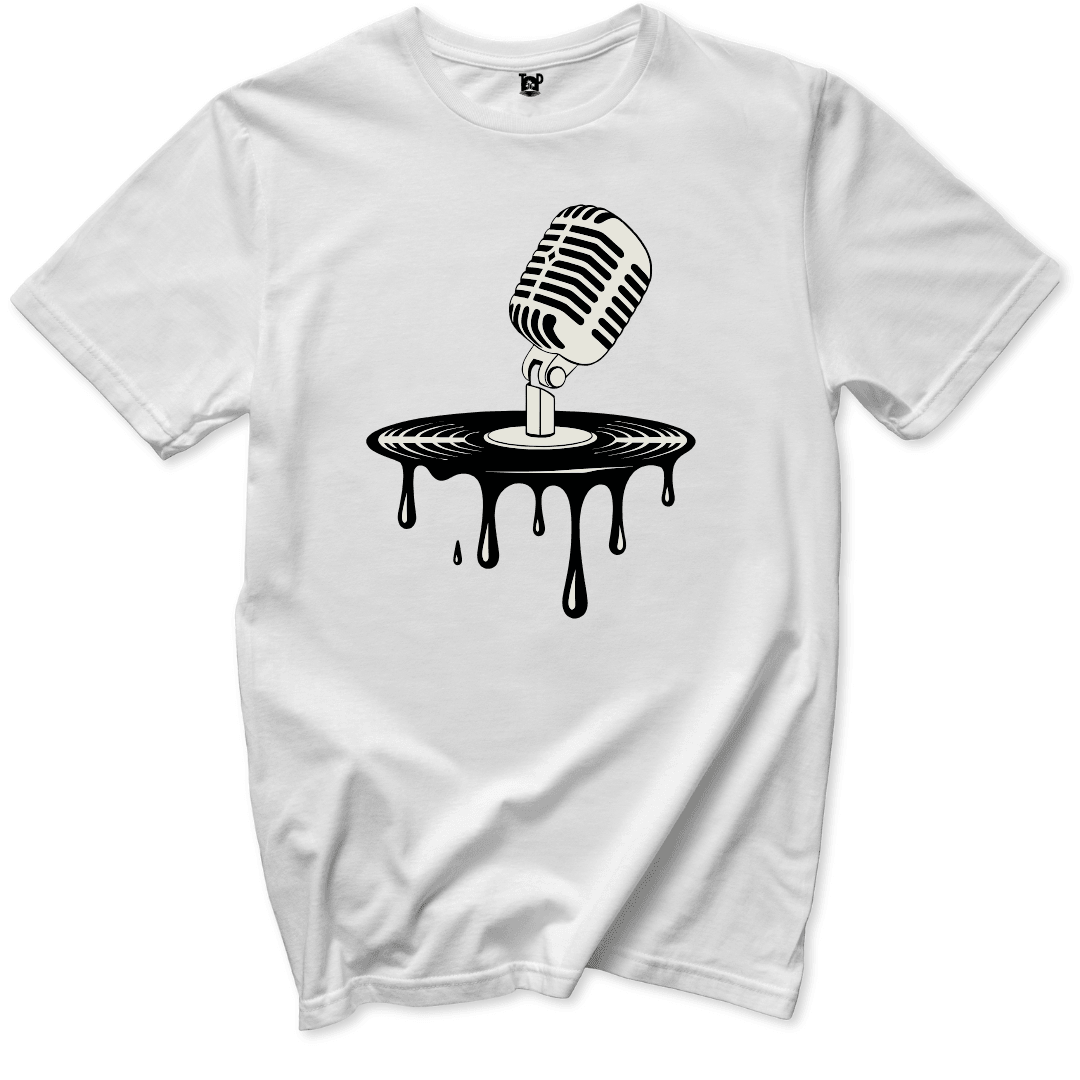 Dripping Vinyl & Mic T-Shirt - Throwback Paradise