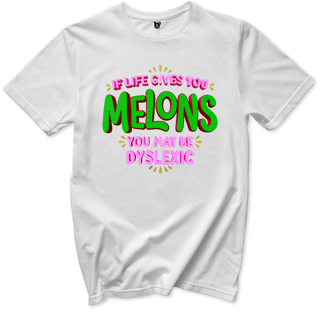 Melons Dyslexia Humor T-Shirt - Throwback Paradise
