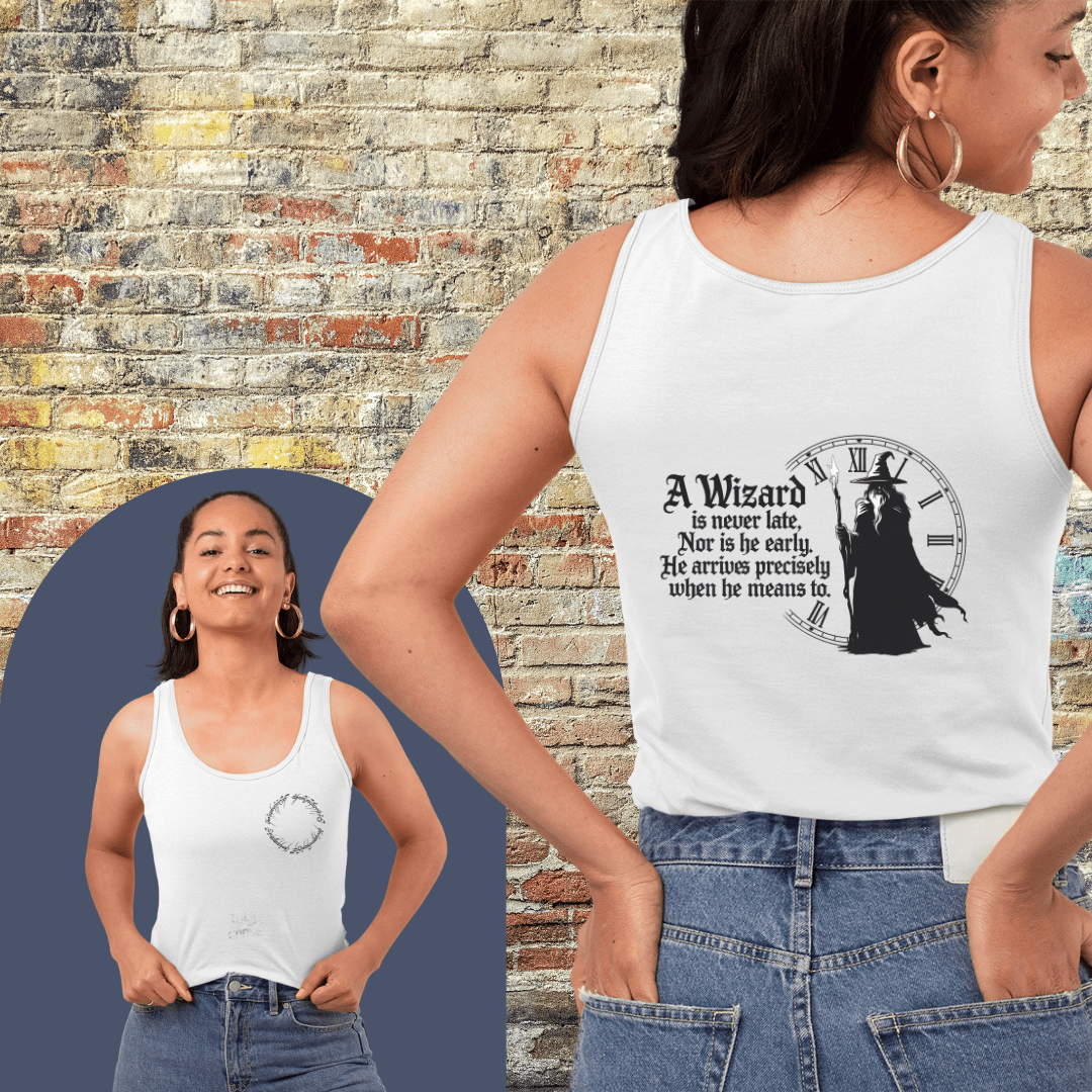 Printify Tank Top Wizard never late - Tank Top