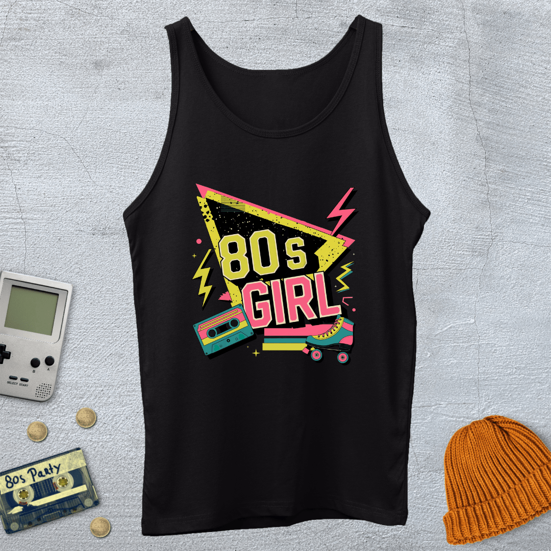 Printify Tank Top XS / Black 80's Girl - Tank Top
