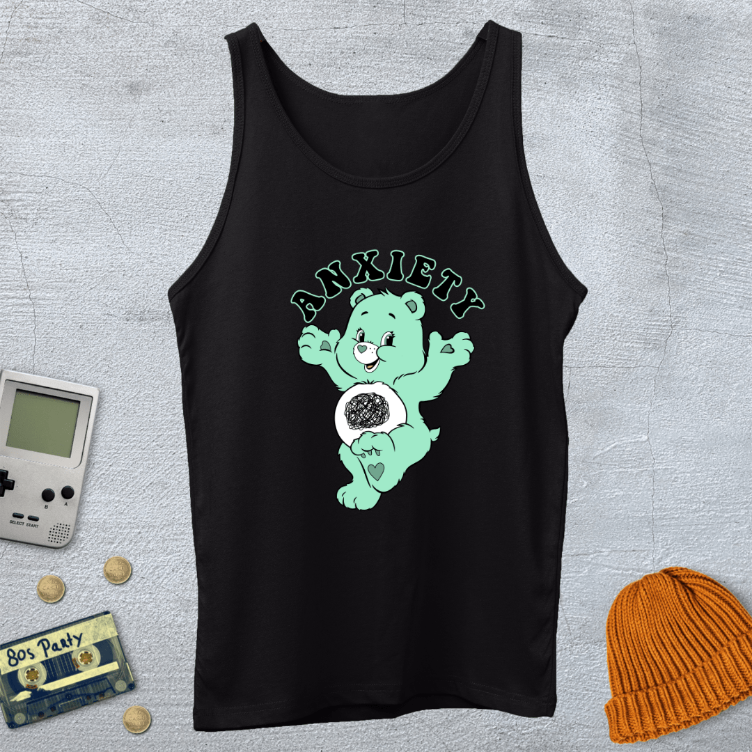 Printify Tank Top XS / Black Anxiety Bear - Tank Top
