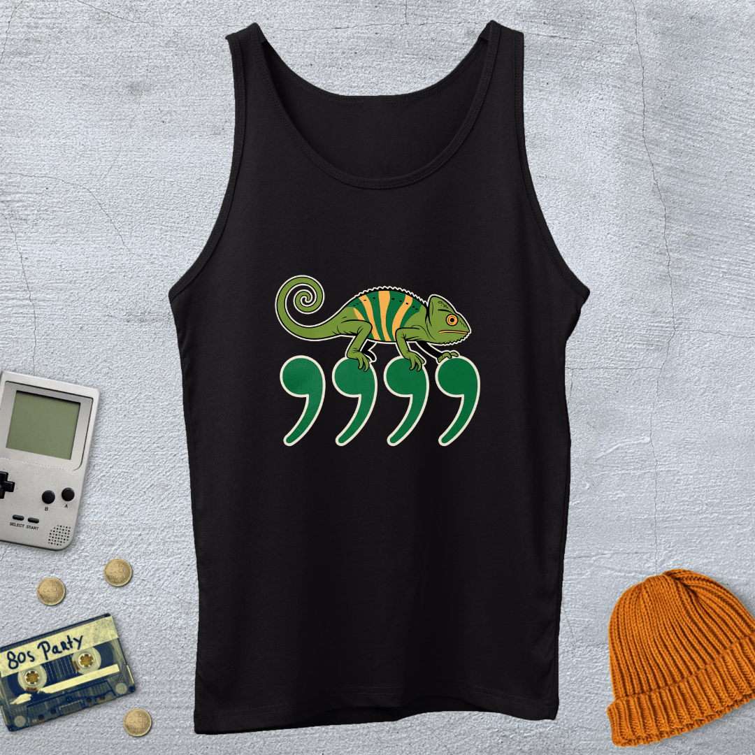 Printify Tank Top XS / Black Comma Chameleon - Tank Top