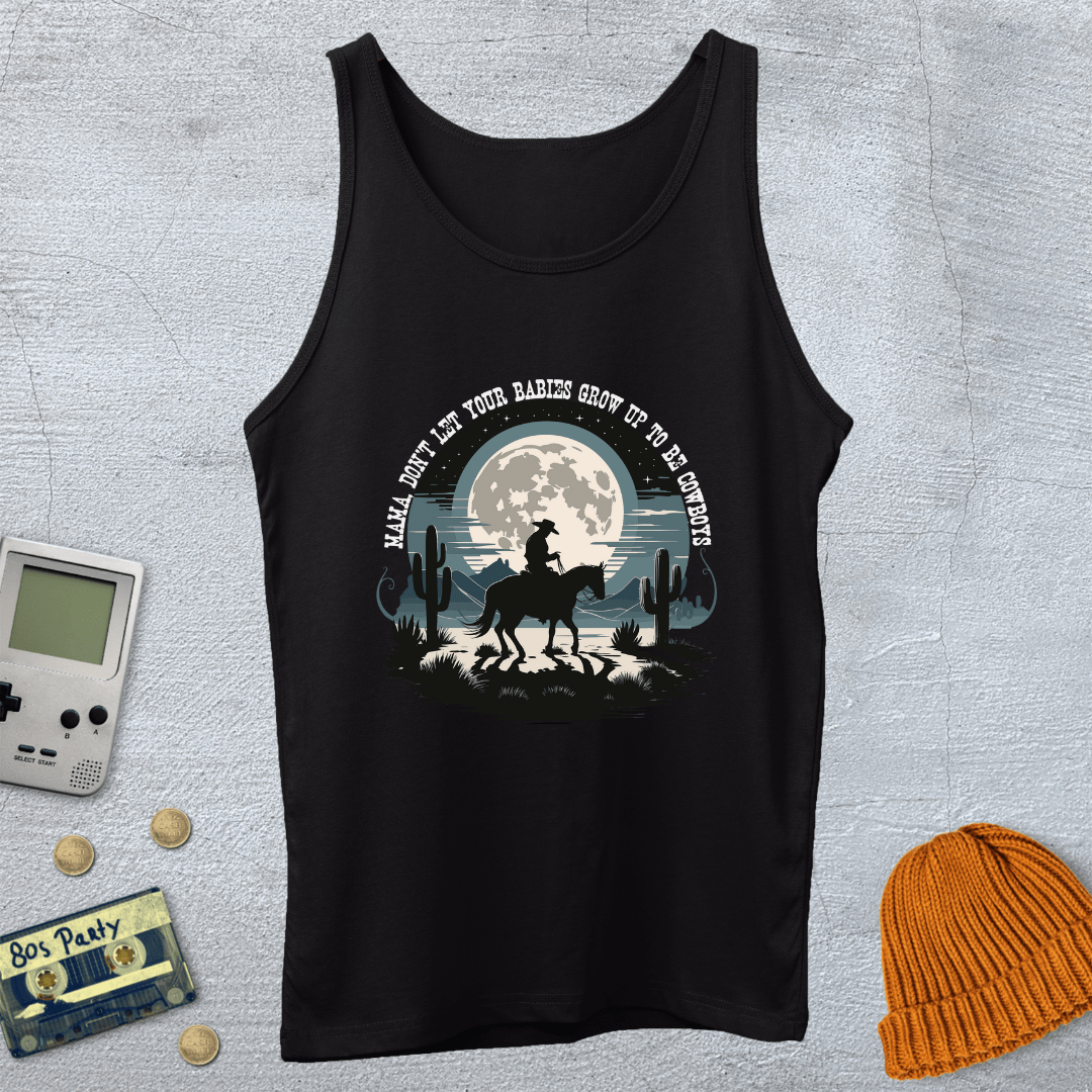 Printify Tank Top XS / Black Cowboy Moon - Tank Top