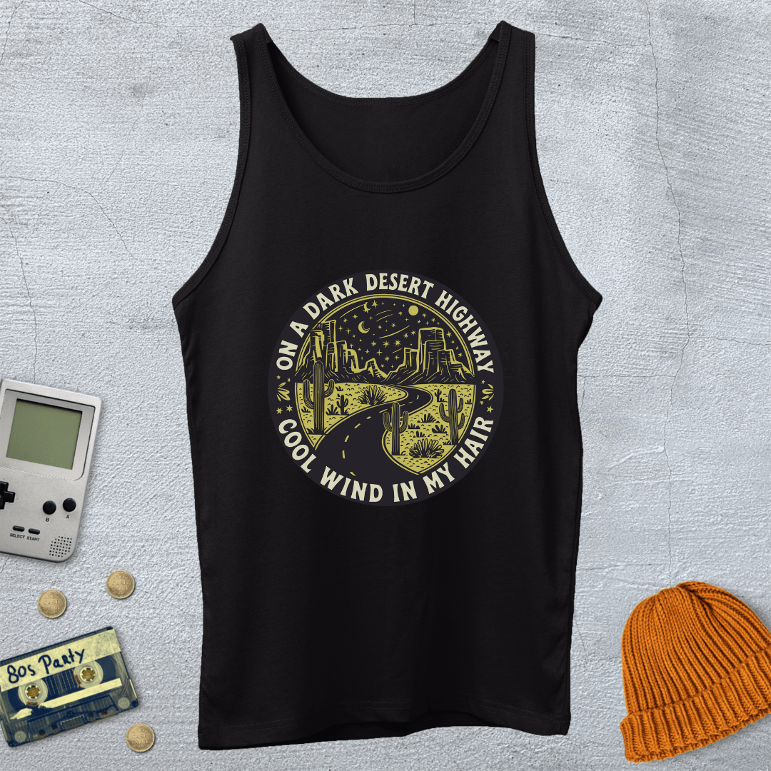 Printify Tank Top XS / Black Dark Desert Highway - Tank Top