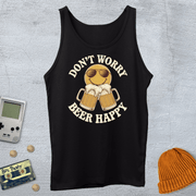 Printify Tank Top XS / Black Don't Worry Beer Happy - Tank Top