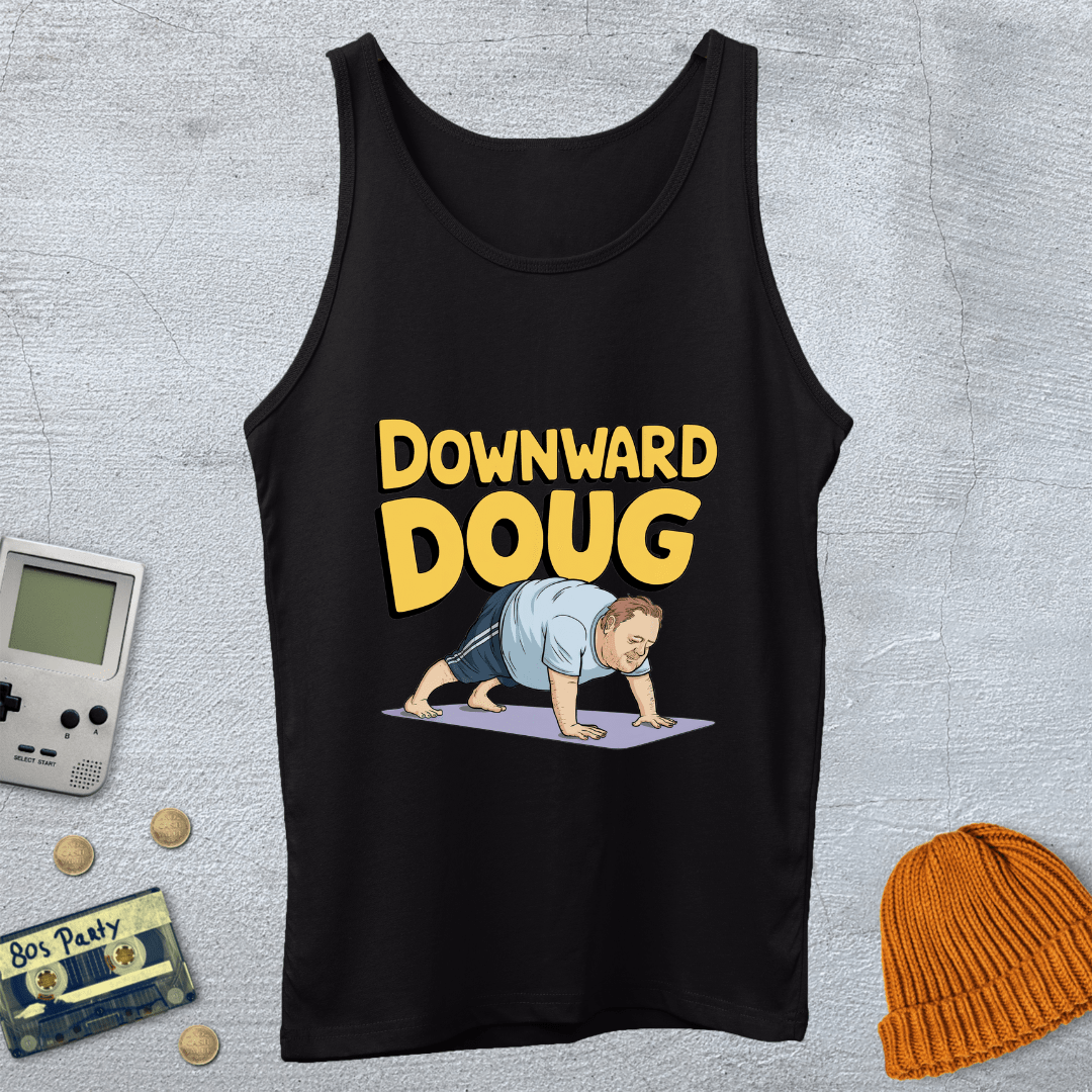 Printify Tank Top XS / Black Downward Doug - Tank Top