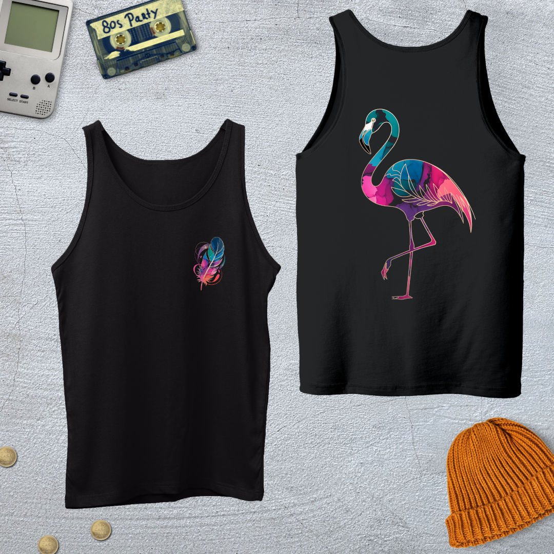 Printify Tank Top XS / Black Gradient Flamingo - Tank Top
