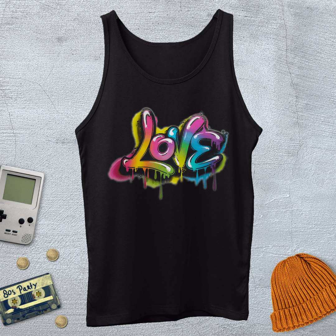 Printify Tank Top XS / Black Graffiti Love - Tank Top