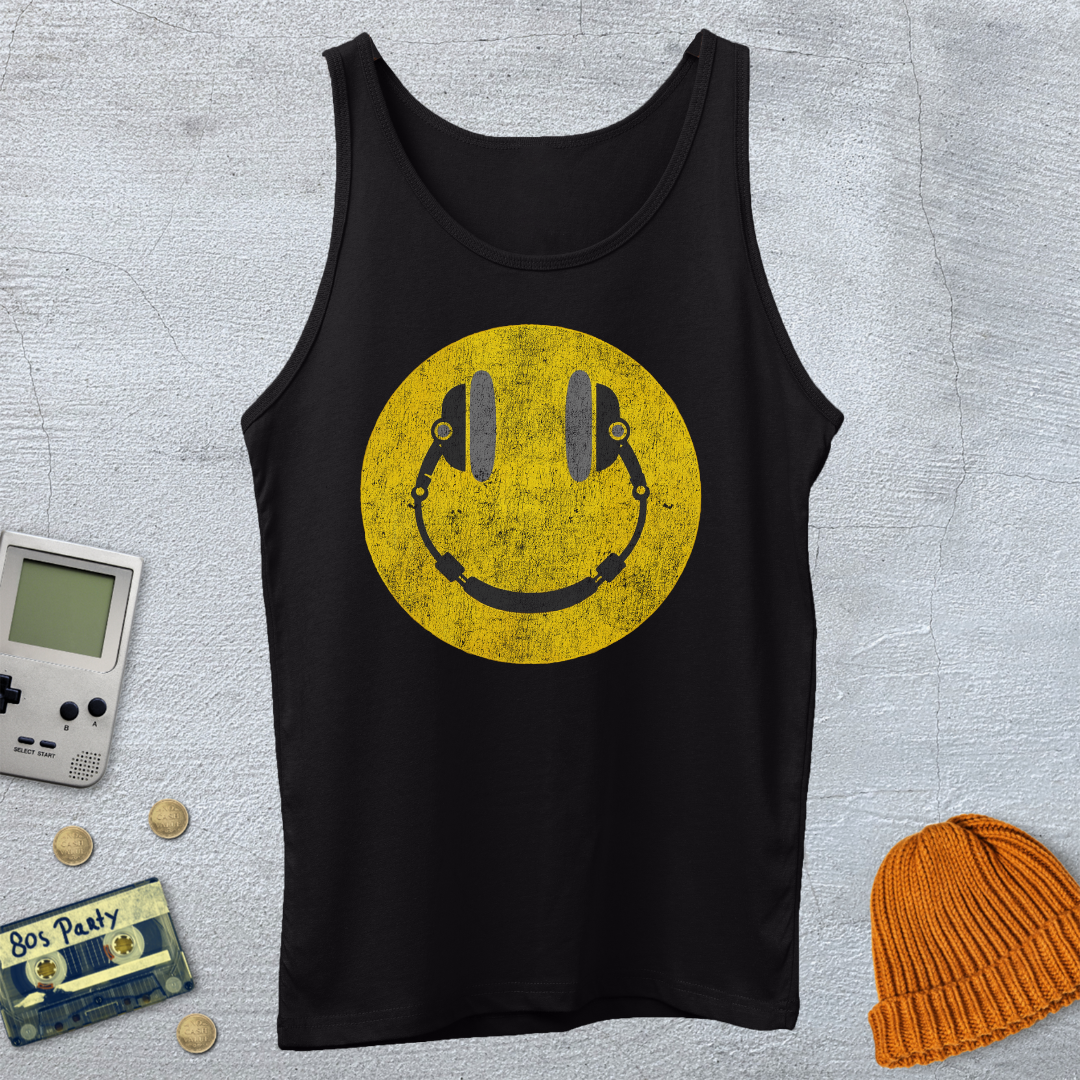 Printify Tank Top XS / Black Happy Face - Tank Top