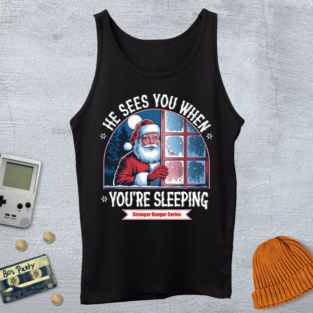 He Sees You When You're Sleeping - Tank Top - Throwback Paradise