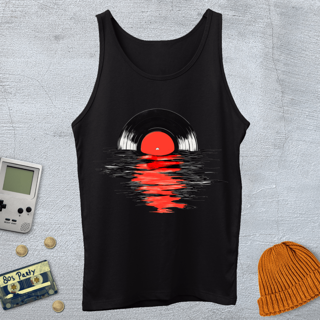 Printify Tank Top XS / Black Record Sunset - Tank Top