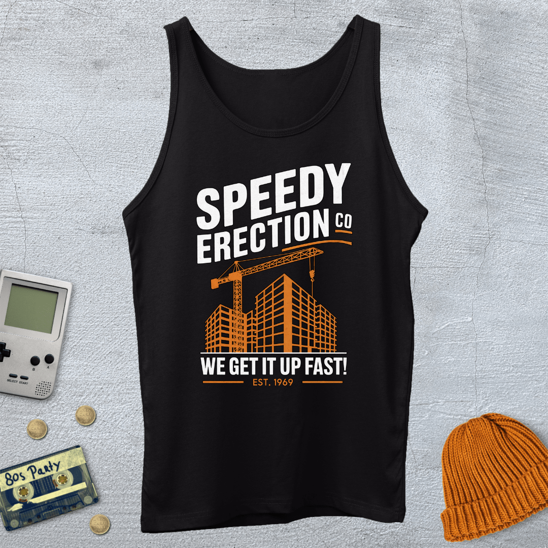 Printify Tank Top XS / Black Speedy Erection - Tank Top