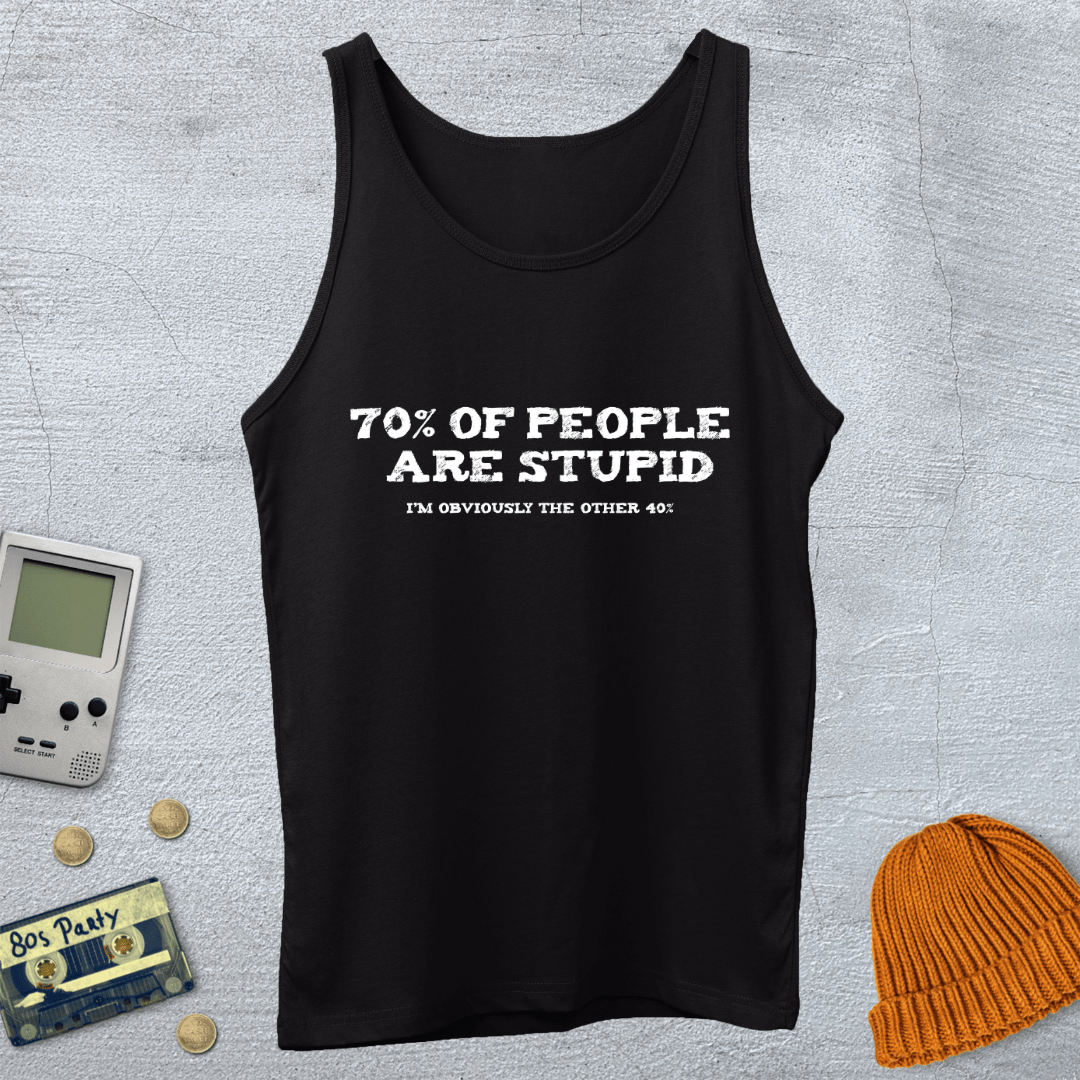 Printify Tank Top XS / Black Stupid People - Tank Top