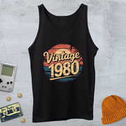 Printify Tank Top XS / Black Vintage 80s - Tank Top