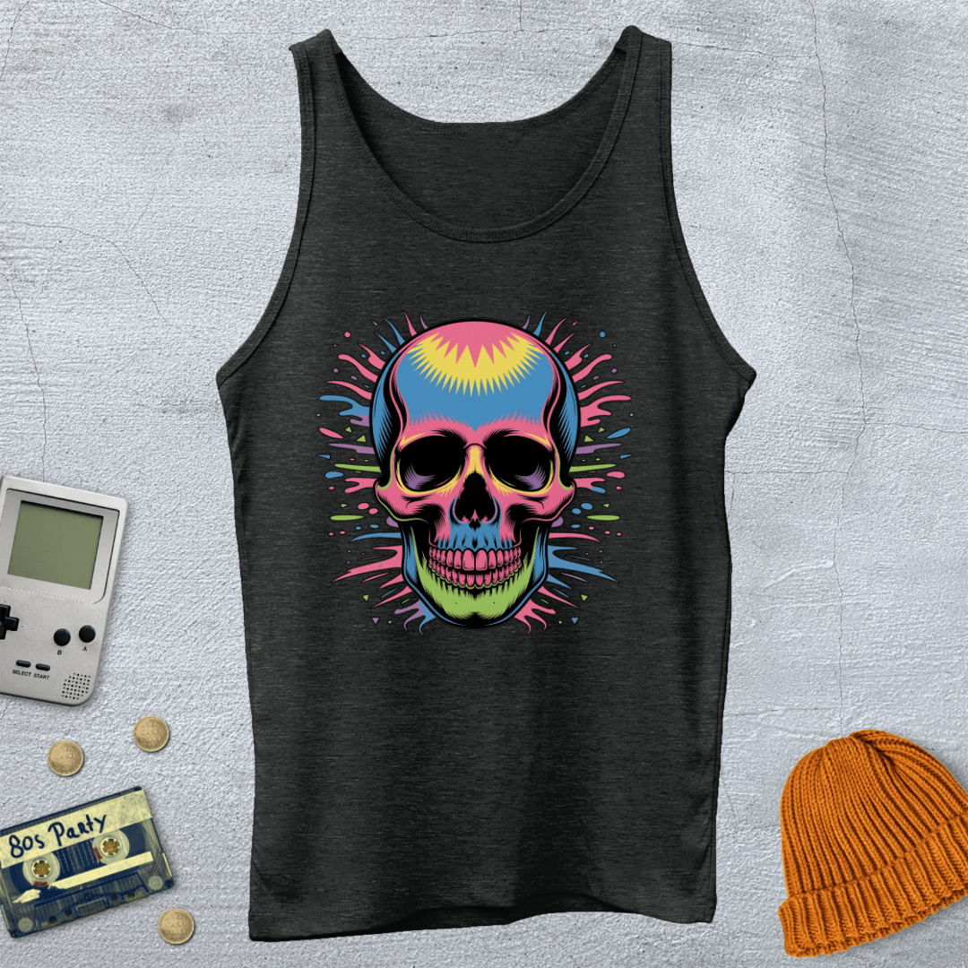 Printify Tank Top XS / Charcoal Black TriBlend Skull - Tank Top