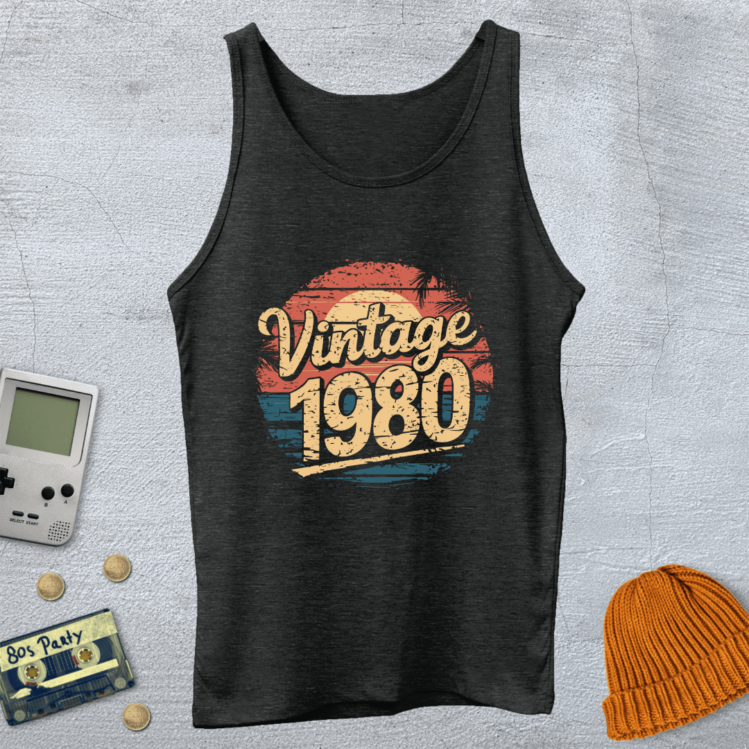 Printify Tank Top XS / Charcoal Black TriBlend Vintage 80s - Tank Top