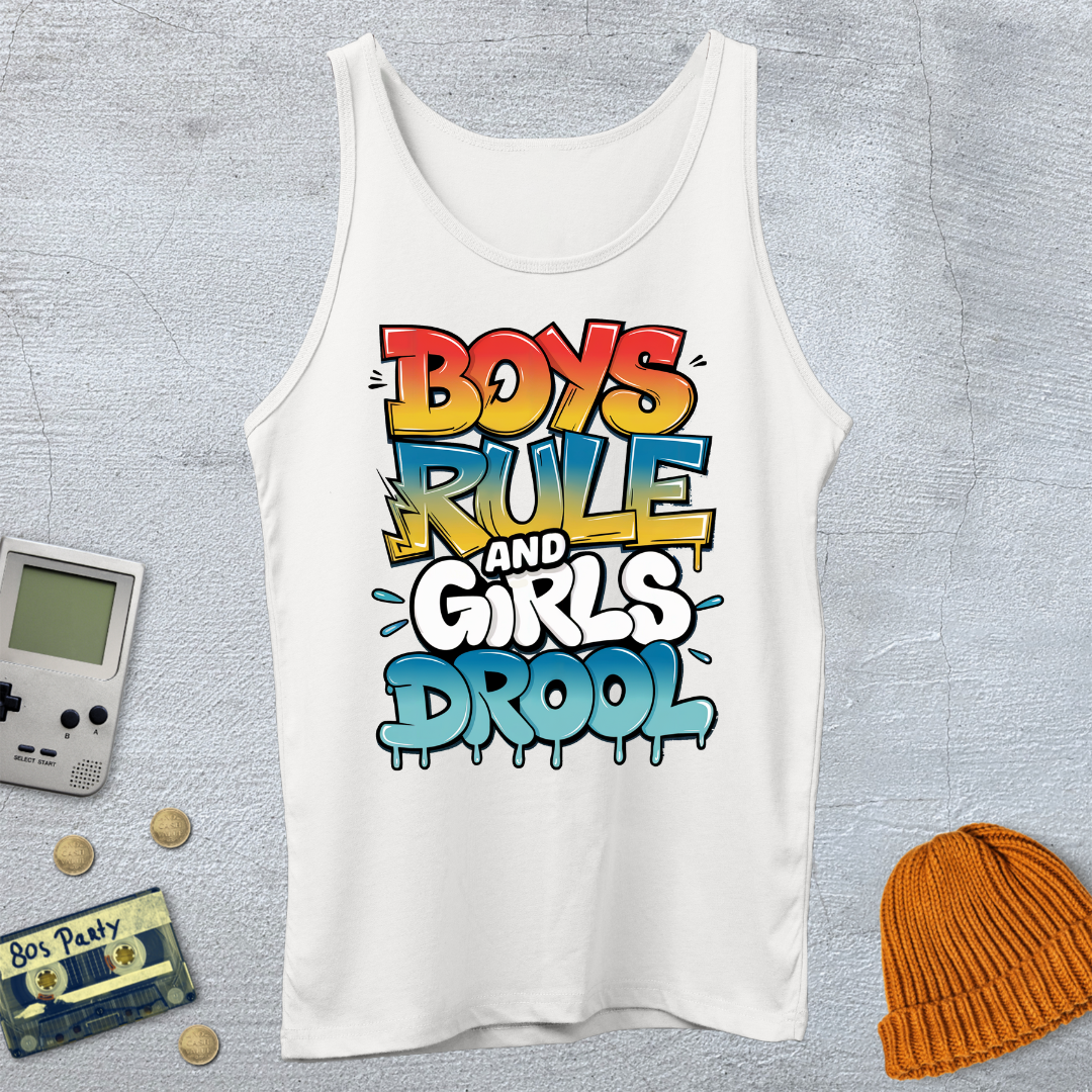 Printify Tank Top XS / White Boys Rule - Tank Top