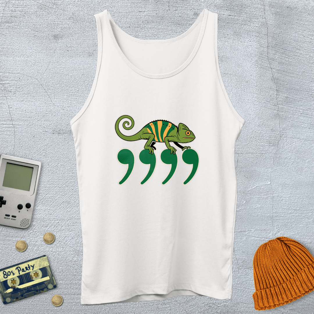 Printify Tank Top XS / White Comma Chameleon - Tank Top