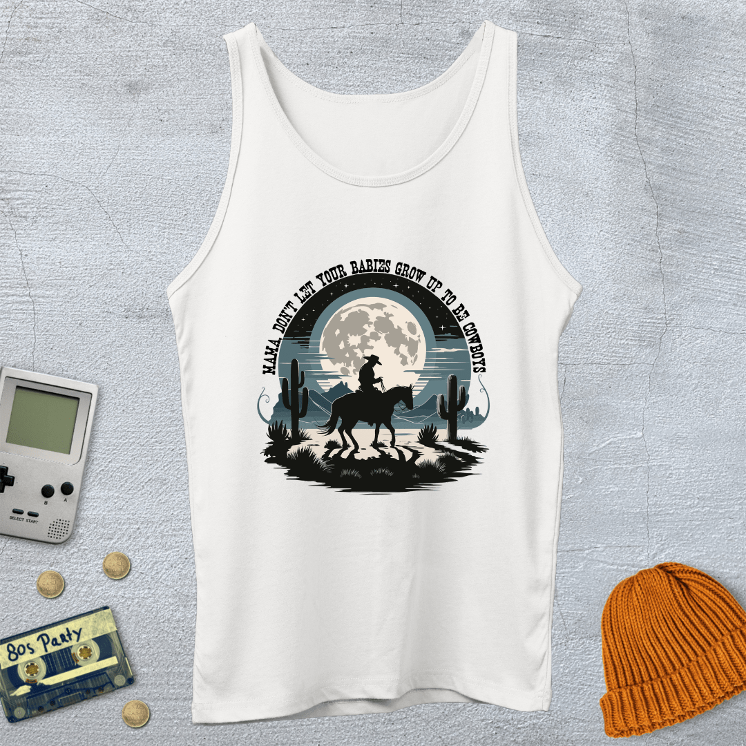 Printify Tank Top XS / White Cowboy Moon - Tank Top