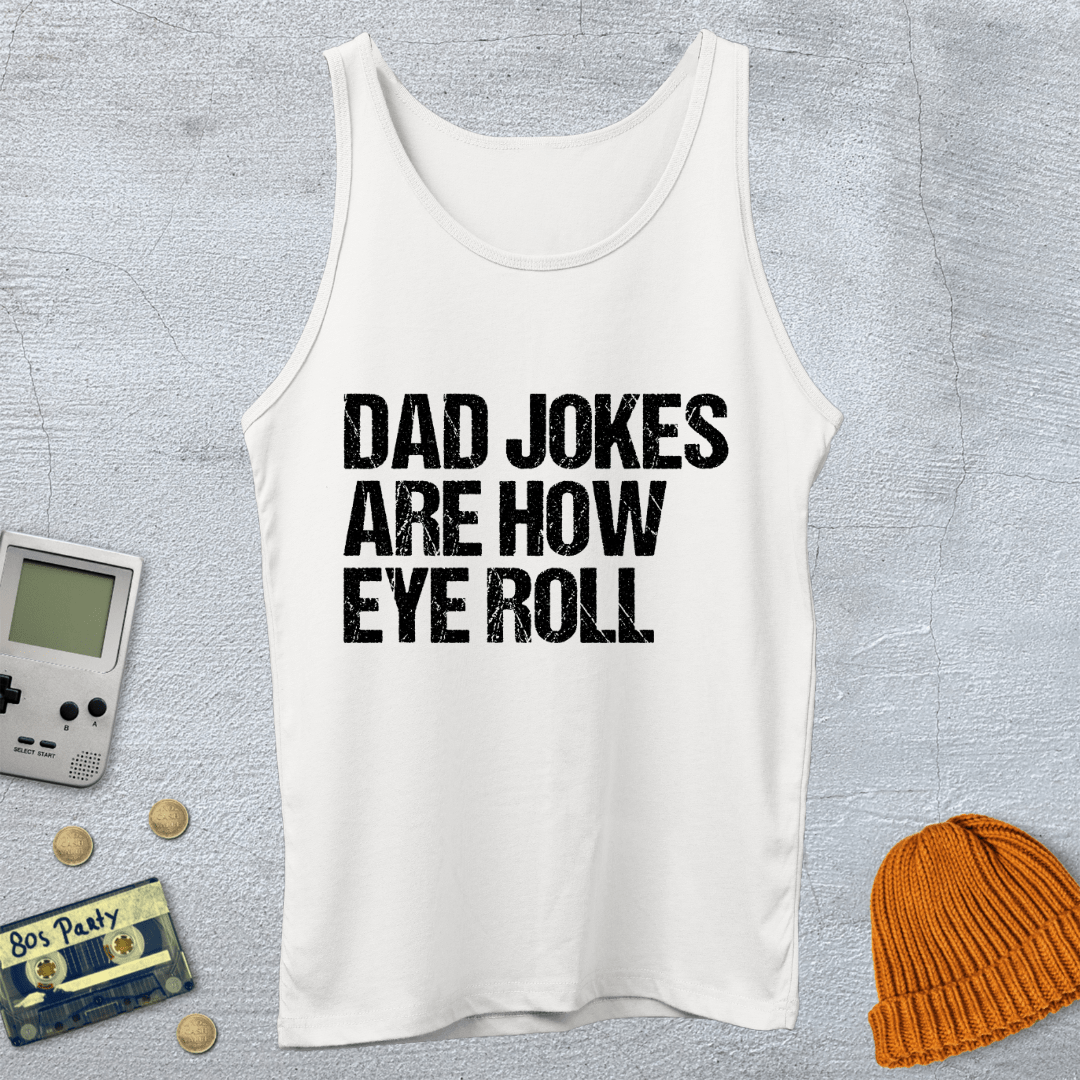 Printify Tank Top XS / White Dad Jokes - Tank Top