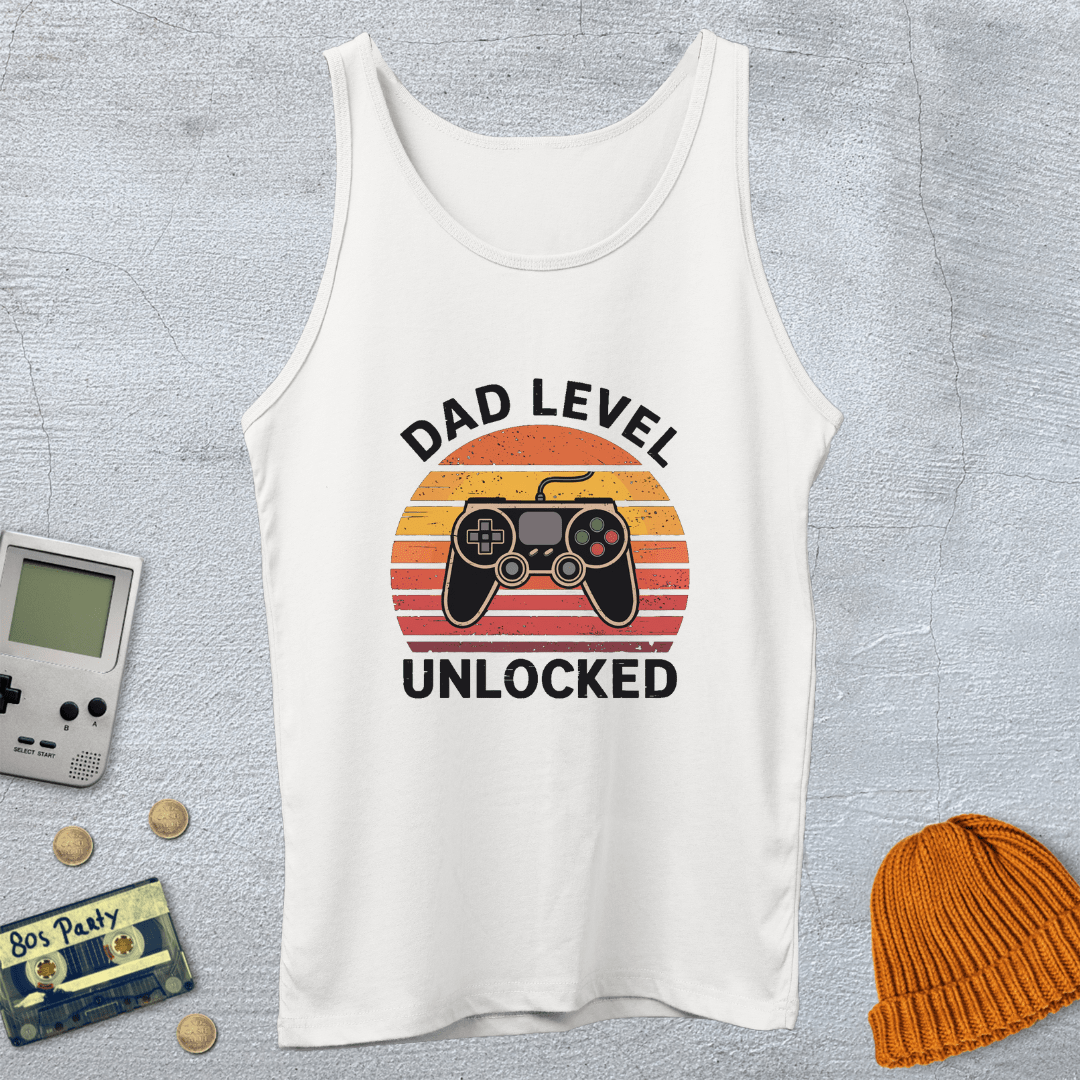 Printify Tank Top XS / White Dad level unlocked - Tank Top