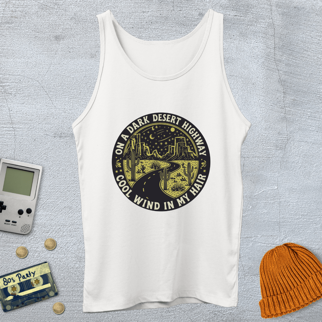 Printify Tank Top XS / White Dark Desert Highway - Tank Top