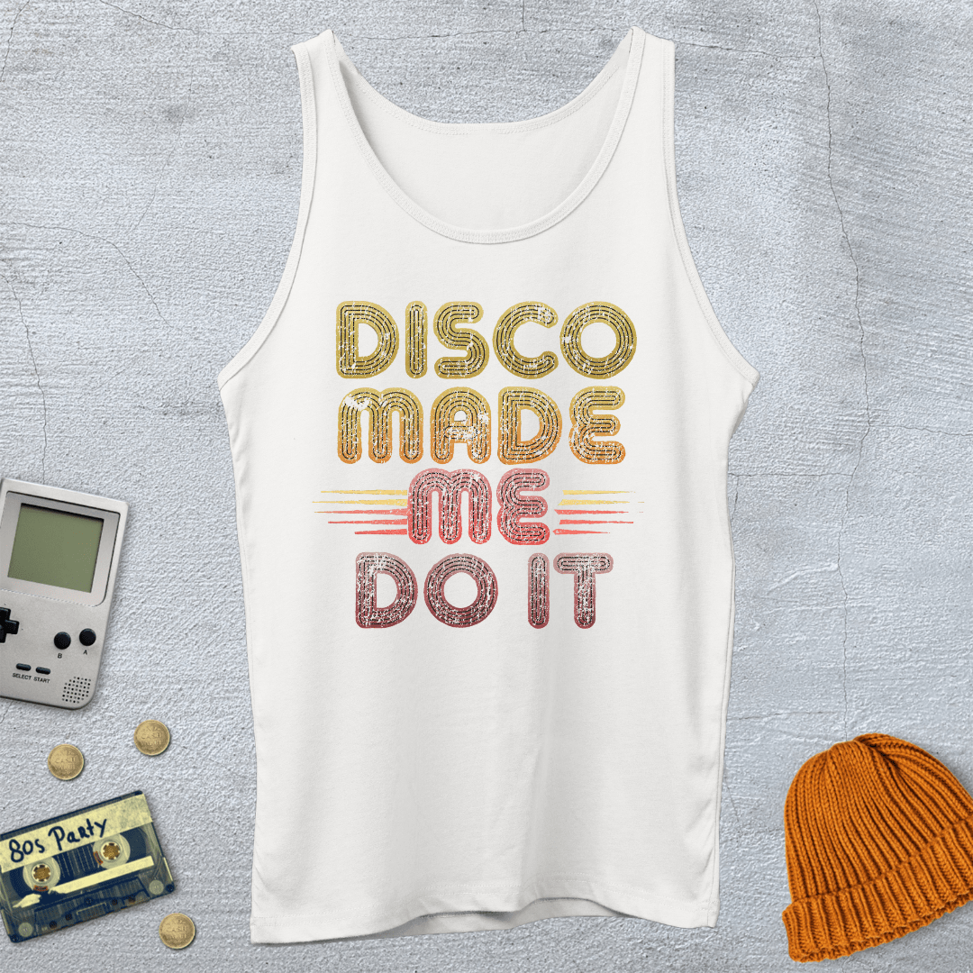 Printify Tank Top XS / White Disco Made Me - Tank Top