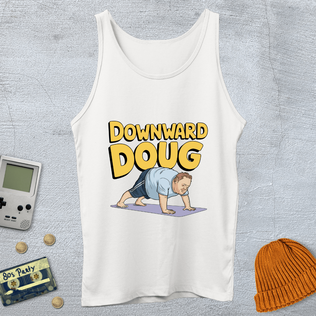 Printify Tank Top XS / White Downward Doug - Tank Top