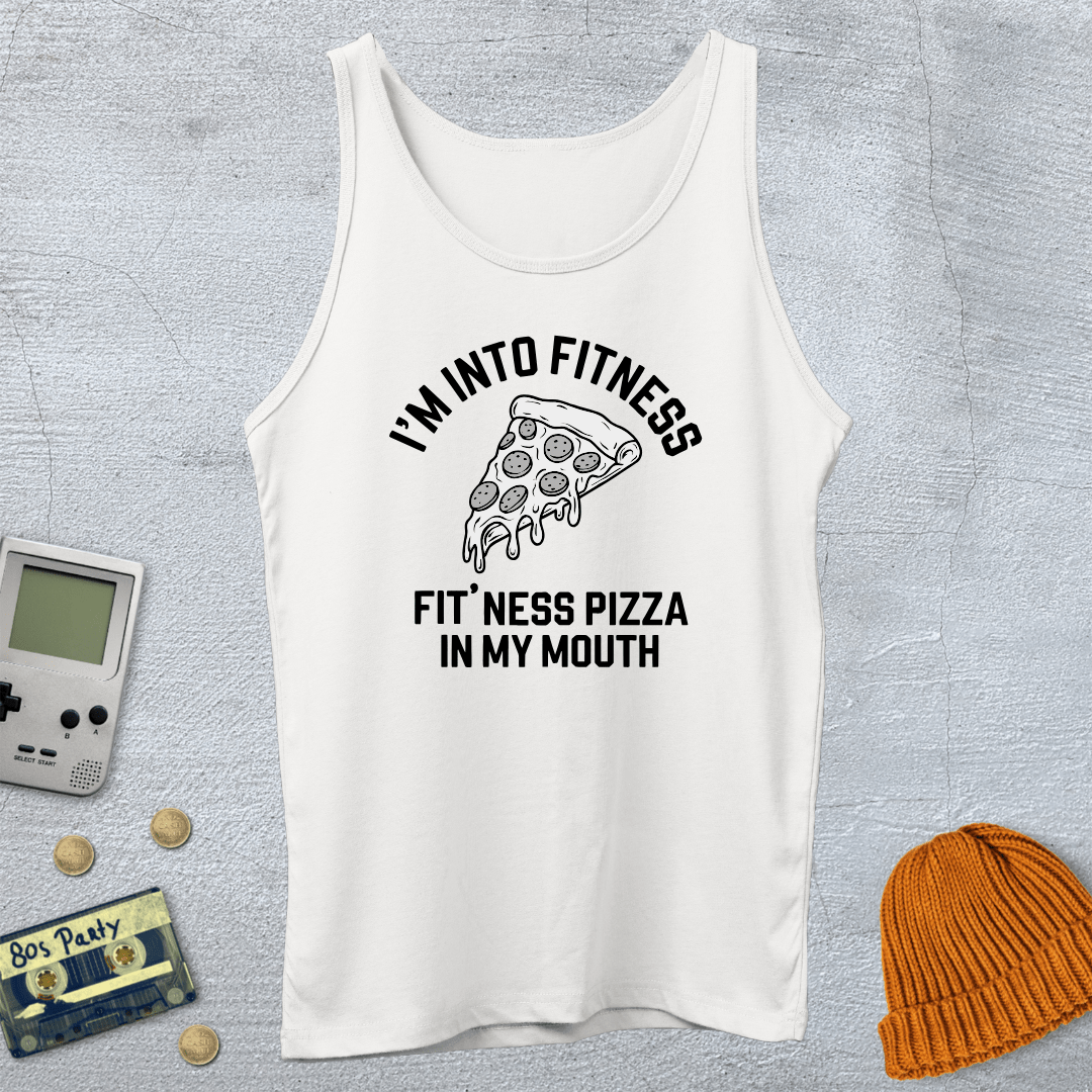 Printify Tank Top XS / White Fitness Pizza - Tank Top