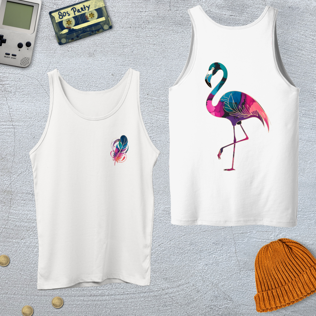 Printify Tank Top XS / White Gradient Flamingo - Tank Top