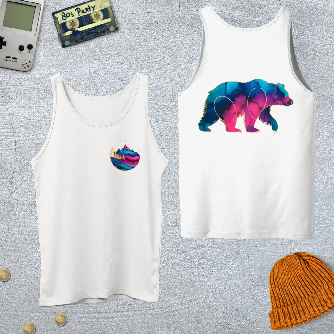 Printify Tank Top XS / White Gradient Grizzly - Tank Top