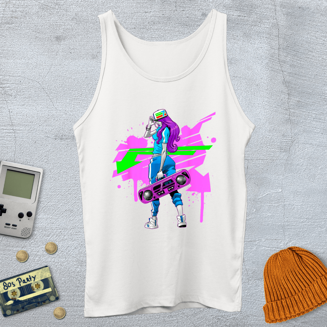 Printify Tank Top XS / White Graffit Girl - Tank Top