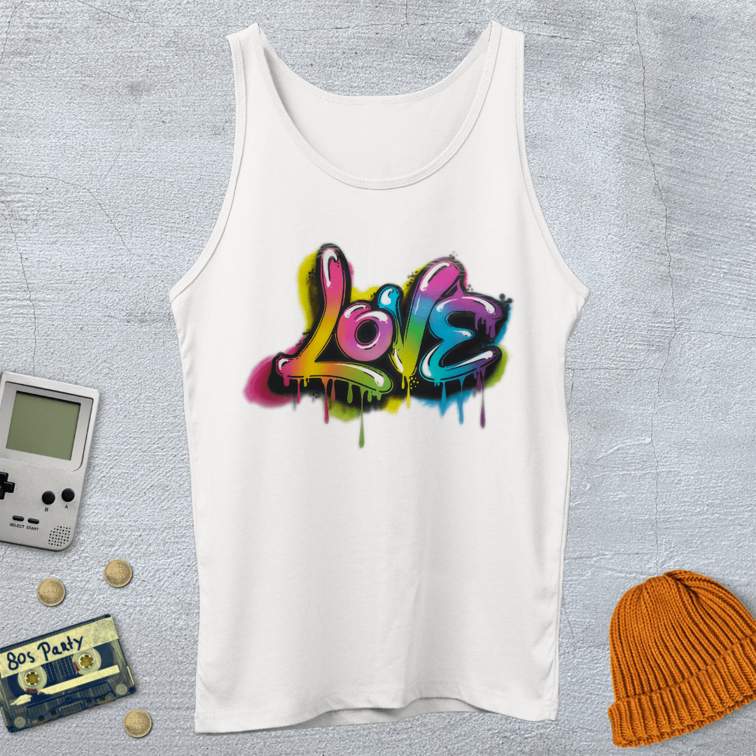 Printify Tank Top XS / White Graffiti Love - Tank Top